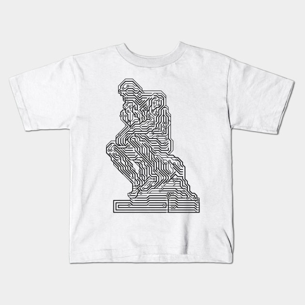 Thinker Chip Circuit Board Kids T-Shirt by bulografik